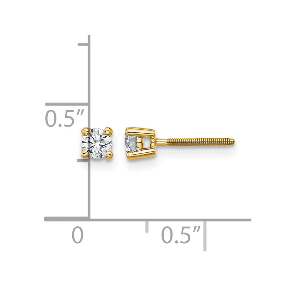 14K Yellow Gold 1/4 Ctw Lab Grown Diamond Vs+ F+ Round 4 Prong Heavy Wt. Screwback Stud Earrings