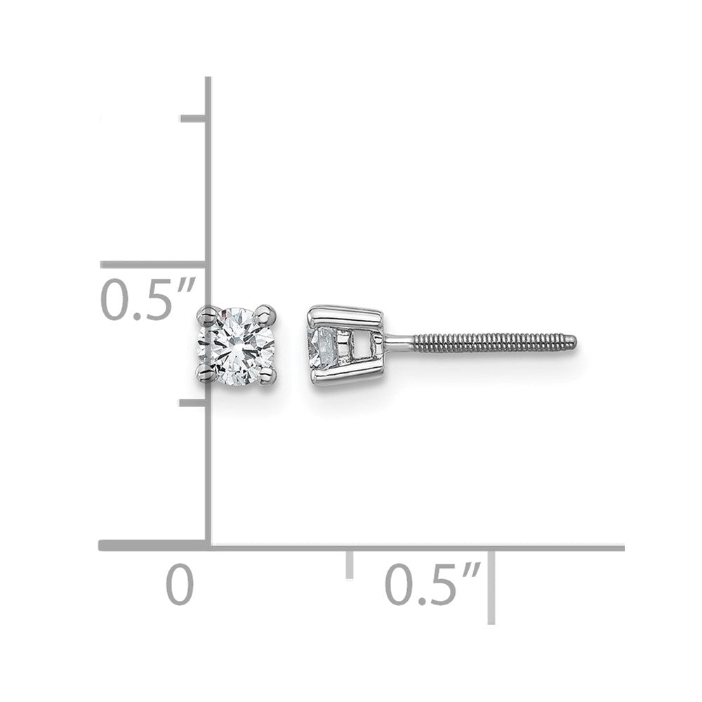 14K White Gold 1/3 Ctw Lab Grown Diamond Vs+ F+ Round 4 Prong Heavy Wt. Screwback Stud Earrings
