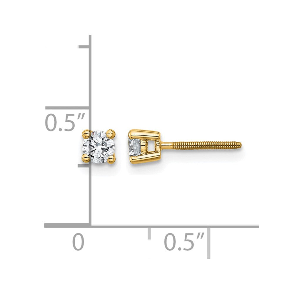 14K Yellow Gold 1/3 Ctw Lab Grown Diamond Vs+ F+ Round 4 Prong Heavy Wt. Screwback Stud Earrings