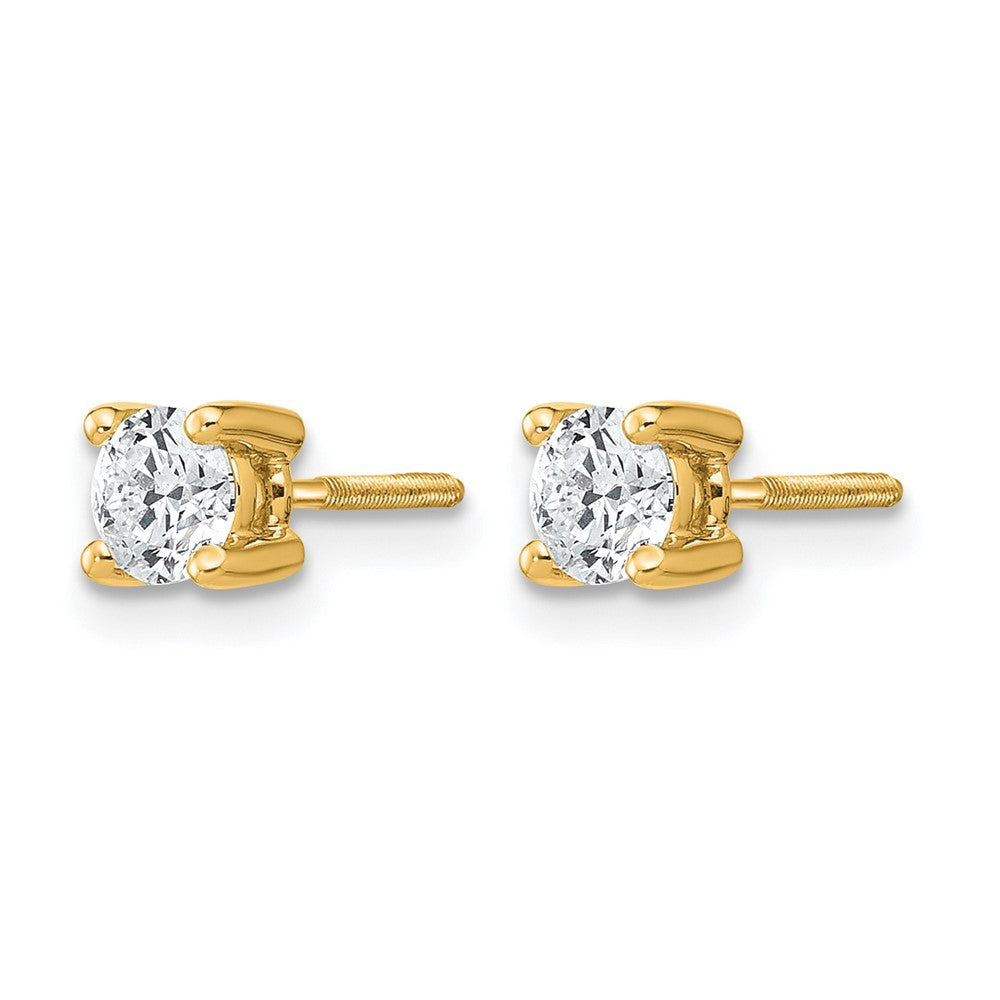 14K Yellow Gold 1/2 Ctw Lab Grown Diamond Vs+ F+ Round 4 Prong Heavy Wt. Screwback Stud Earrings