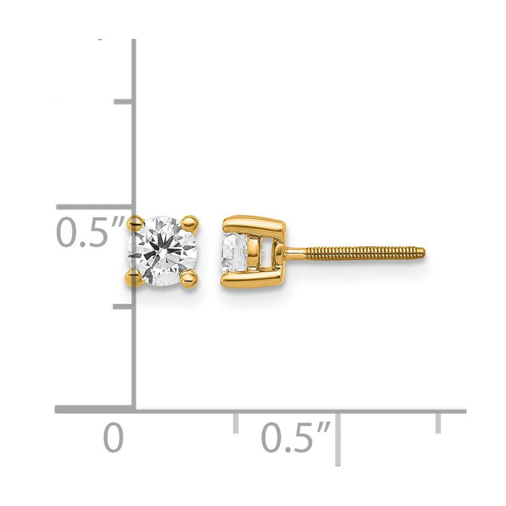 14K Yellow Gold 1/2 Ctw Lab Grown Diamond Vs+ F+ Round 4 Prong Heavy Wt. Screwback Stud Earrings