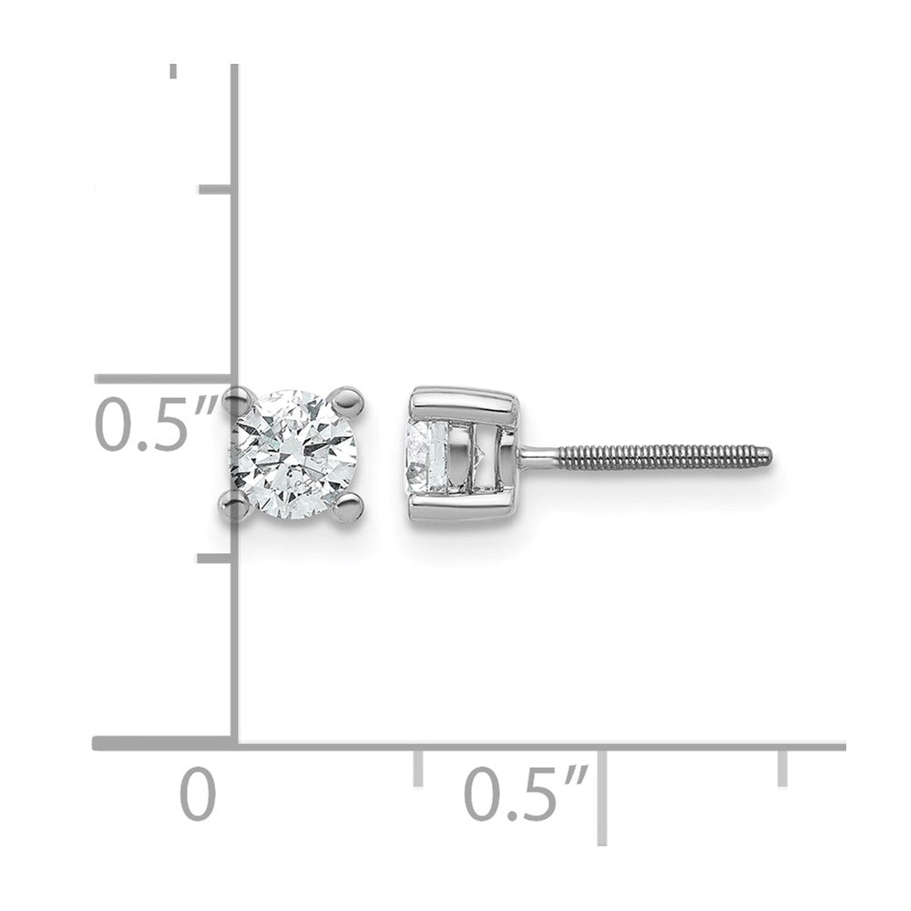 14K White Gold 2/3 Ctw Lab Grown Diamond Vs+ F+ Round 4 Prong Heavy Wt. Screwback Stud Earrings