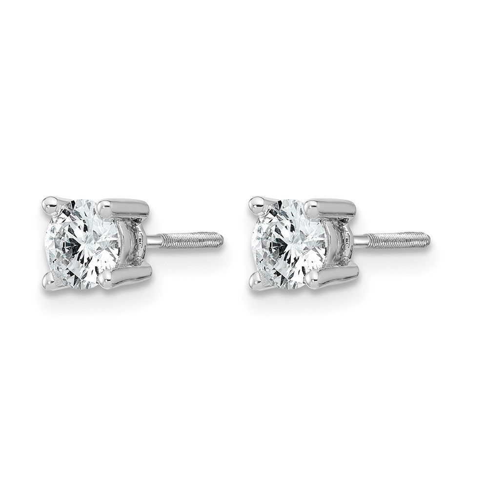 14K White Gold 3/4 Ctw Lab Grown Diamond Vs+ F+ Round 4 Prong Heavy Wt. Screwback Stud Earrings