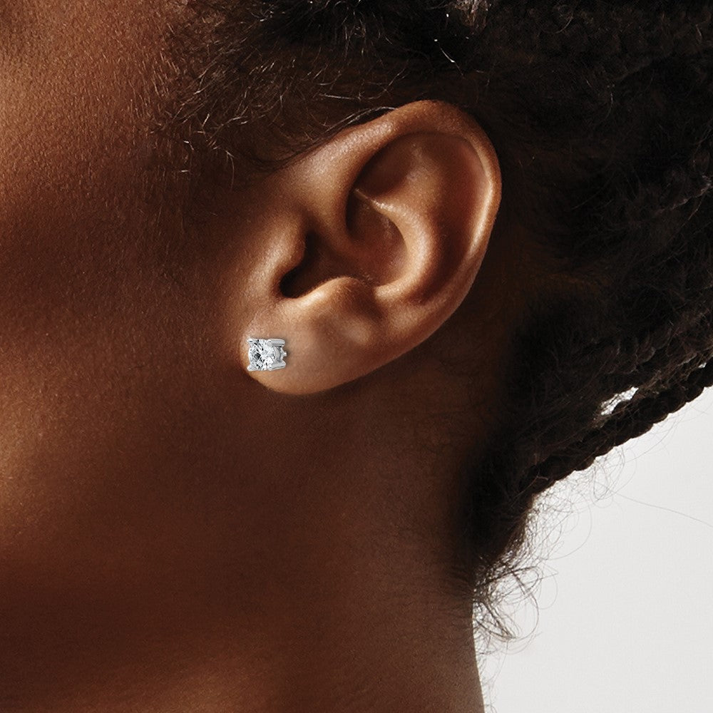 14K White Gold 3/4 Ctw Lab Grown Diamond Vs+ F+ Round 4 Prong Heavy Wt. Screwback Stud Earrings