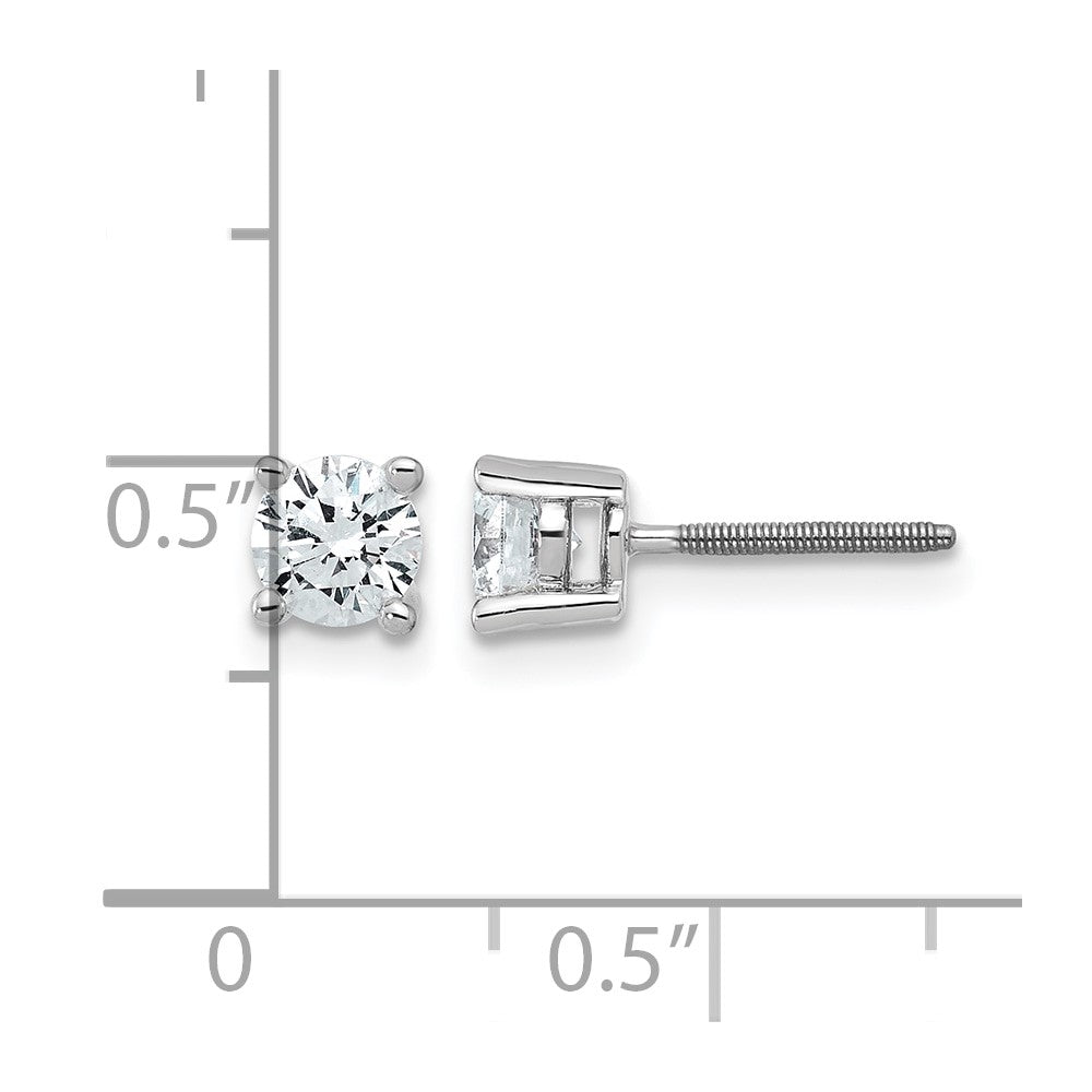 14K White Gold 3/4 Ctw Lab Grown Diamond Vs+ F+ Round 4 Prong Heavy Wt. Screwback Stud Earrings