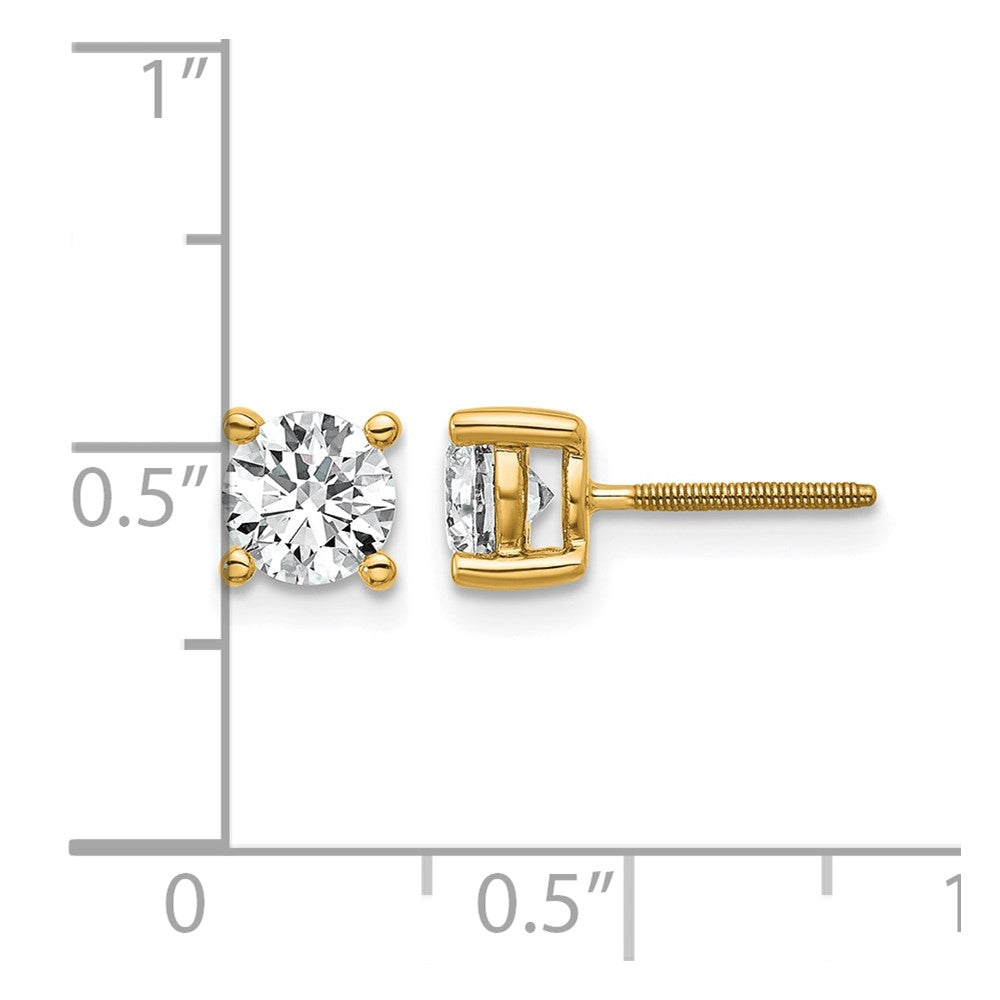 14K Yellow Gold 1 Ctw Lab Grown Diamond Vs+ F+ Round 4 Prong Heavy Wt. Screwback Stud Earrings