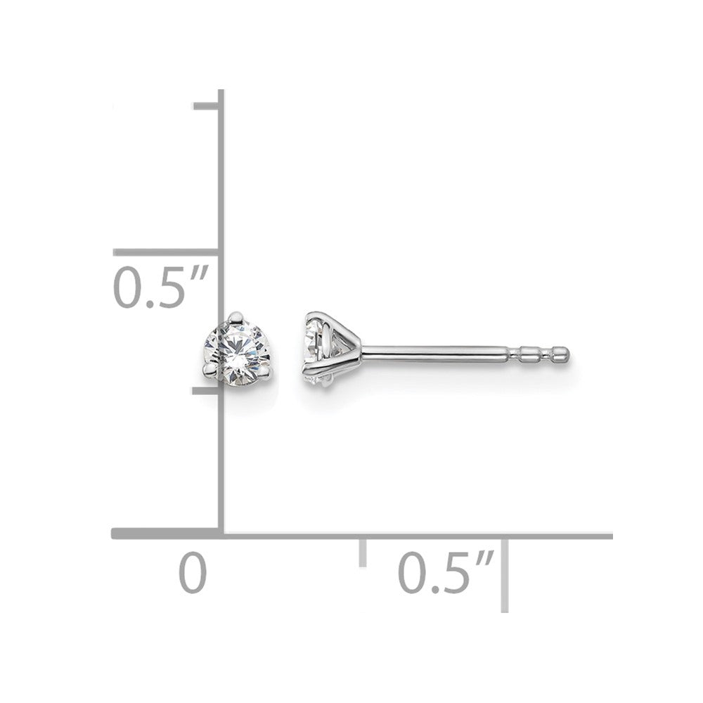 14K White Gold 1/5 Ctw Lab Grown Diamond Vs+ F+ Round 3 Prong Heavy Wt. Stud Earrings
