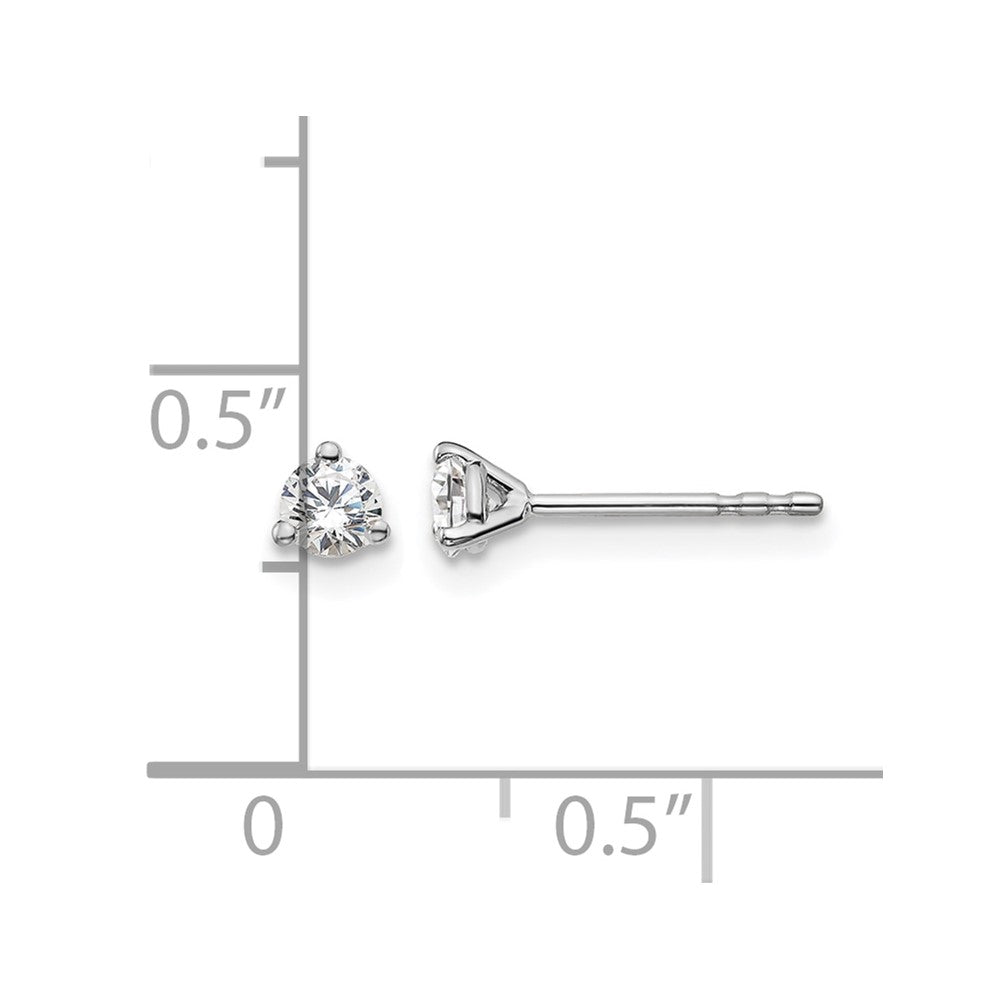 14K White Gold 1/4 Ctw Lab Grown Diamond Vs+ F+ Round 3 Prong Heavy Wt. Stud Earrings