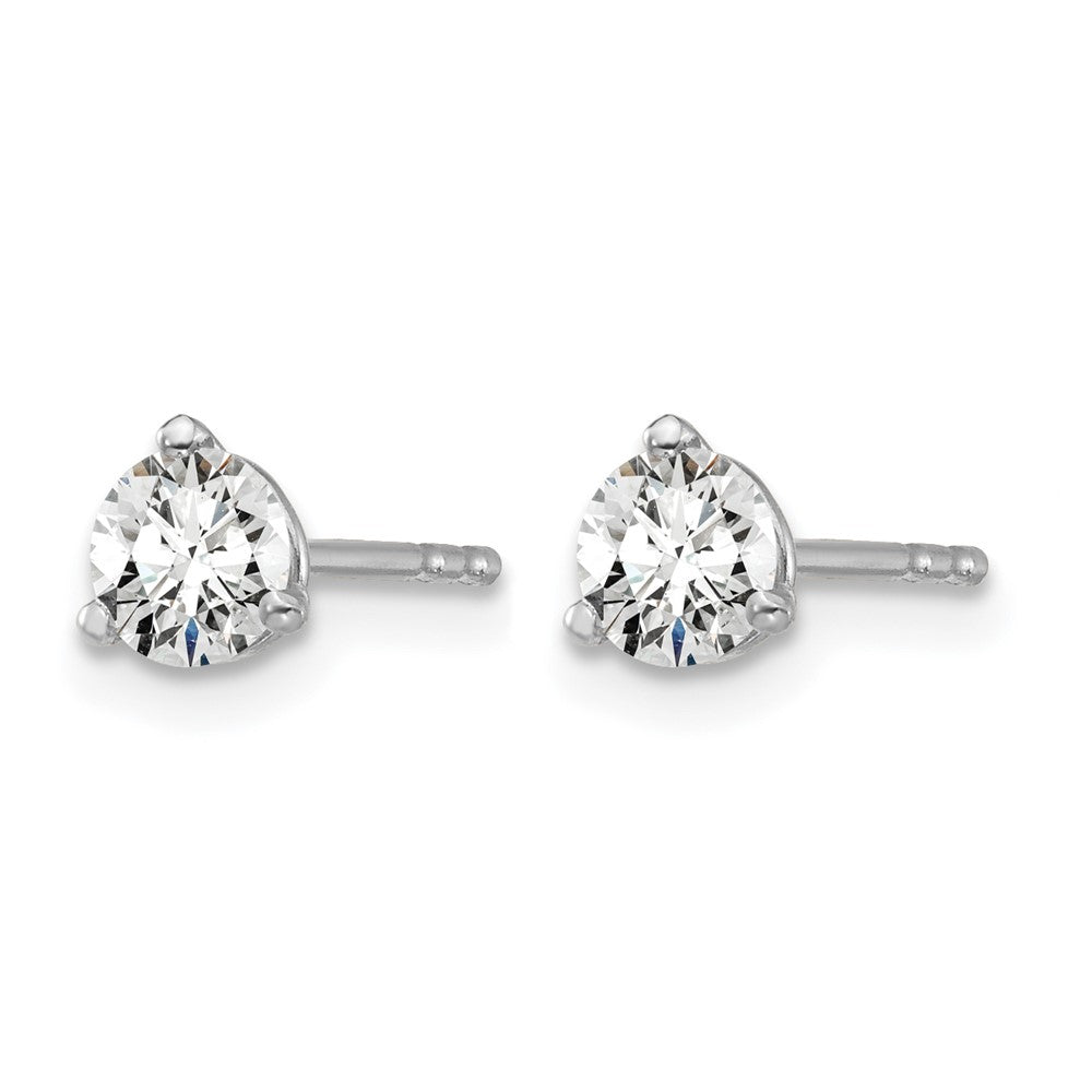 14K White Gold 1/2 Ctw Lab Grown Diamond Vs+ F+ Round 3 Prong Heavy Wt. Stud Earrings