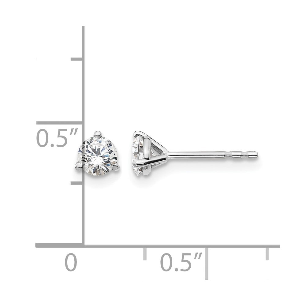 14K White Gold 1/2 Ctw Lab Grown Diamond Vs+ F+ Round 3 Prong Heavy Wt. Stud Earrings