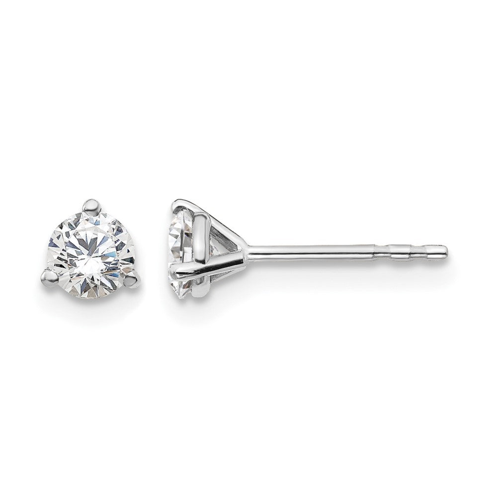 14K White Gold 1/2 Ctw Lab Grown Diamond Vs+ F+ Round 3 Prong Heavy Wt. Stud Earrings