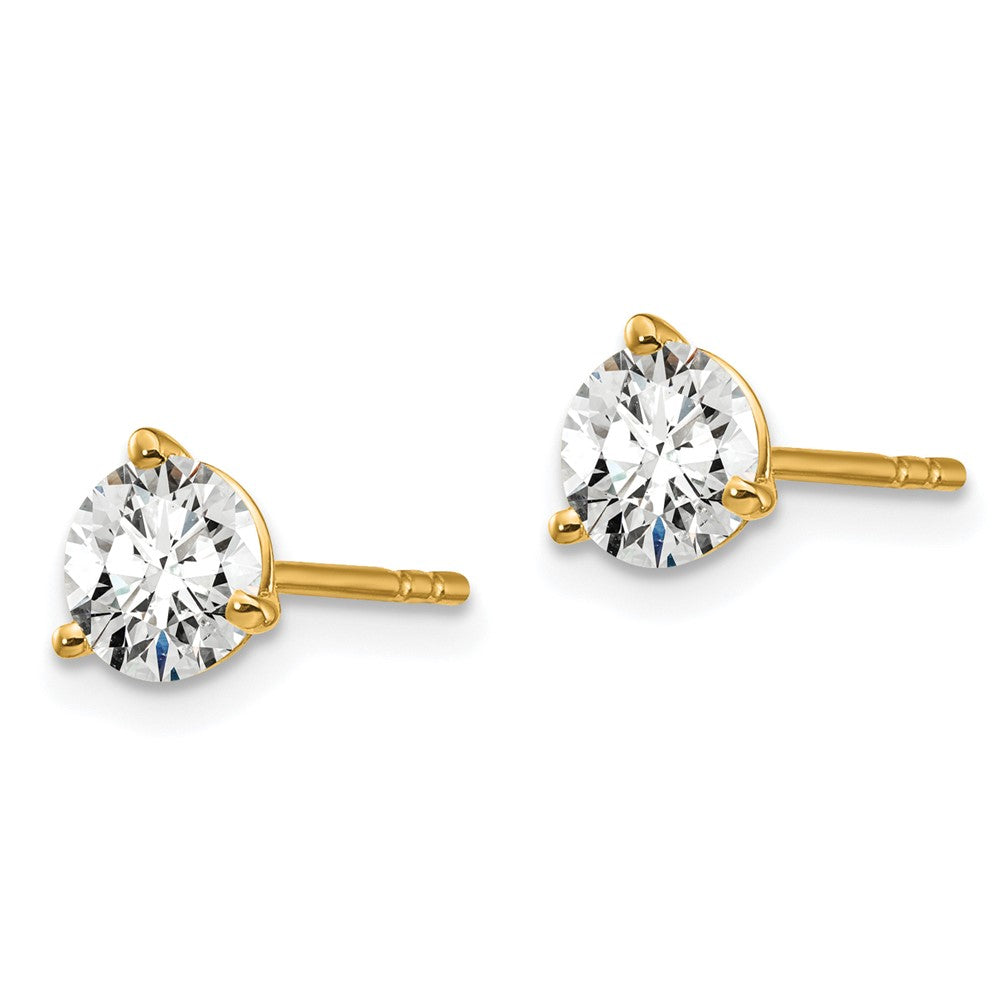 14K Yellow Gold 1 Ctw Lab Grown Diamond Vs+ F+ Round 3 Prong Heavy Wt. Stud Earrings