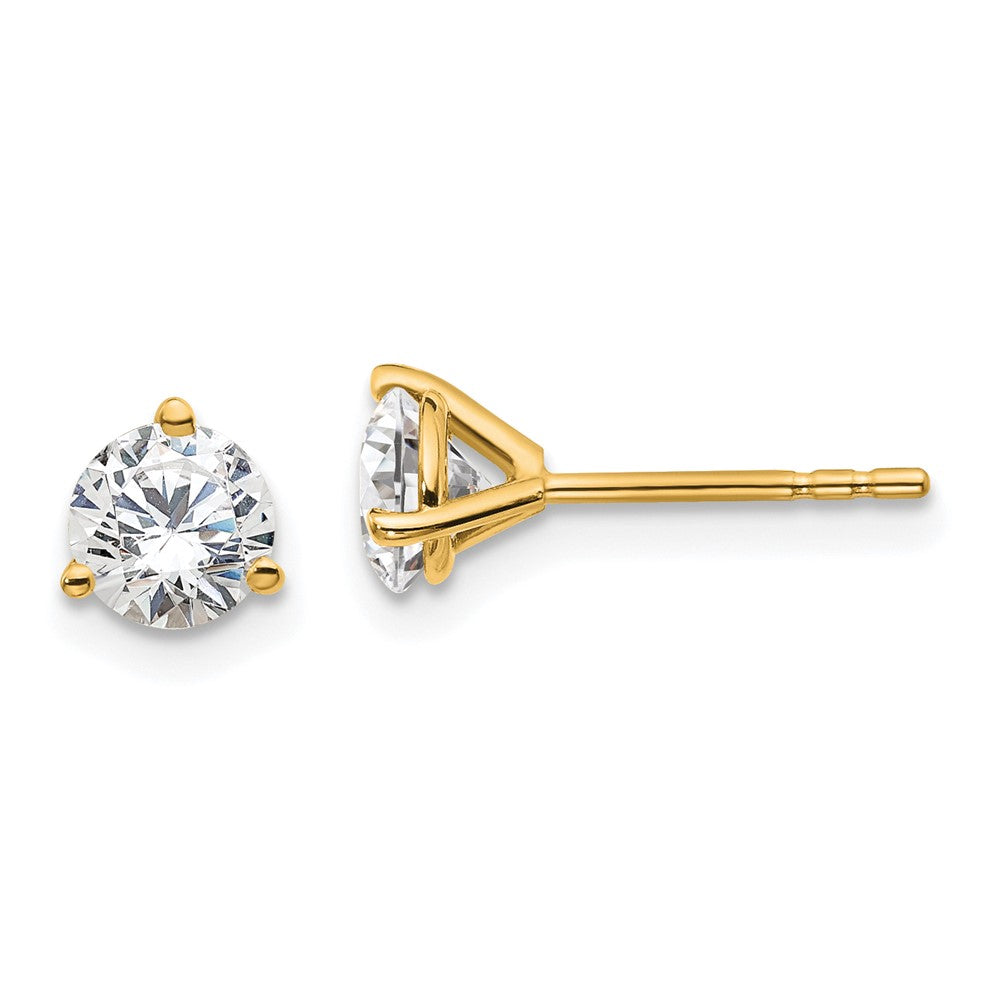 14K Yellow Gold 1 Ctw Lab Grown Diamond Vs+ F+ Round 3 Prong Heavy Wt. Stud Earrings