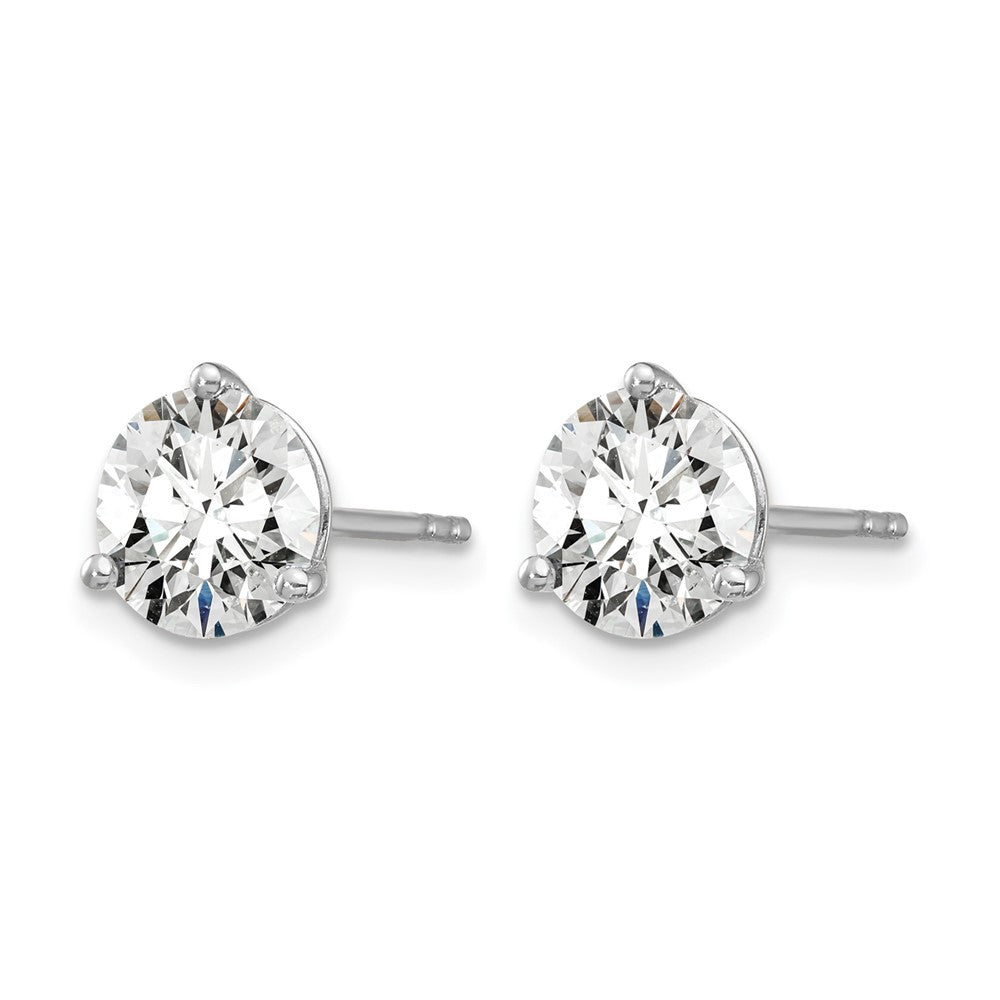 14K White Gold 1 1/2 Ctw Lab Grown Diamond Vs+ F+ Round 3 Prong Heavy Wt. Stud Earrings