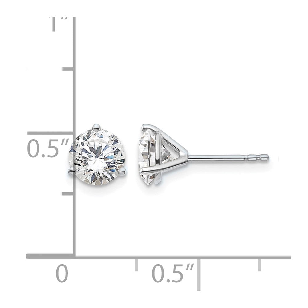 14K White Gold 1 1/2 Ctw Lab Grown Diamond Vs+ F+ Round 3 Prong Heavy Wt. Stud Earrings