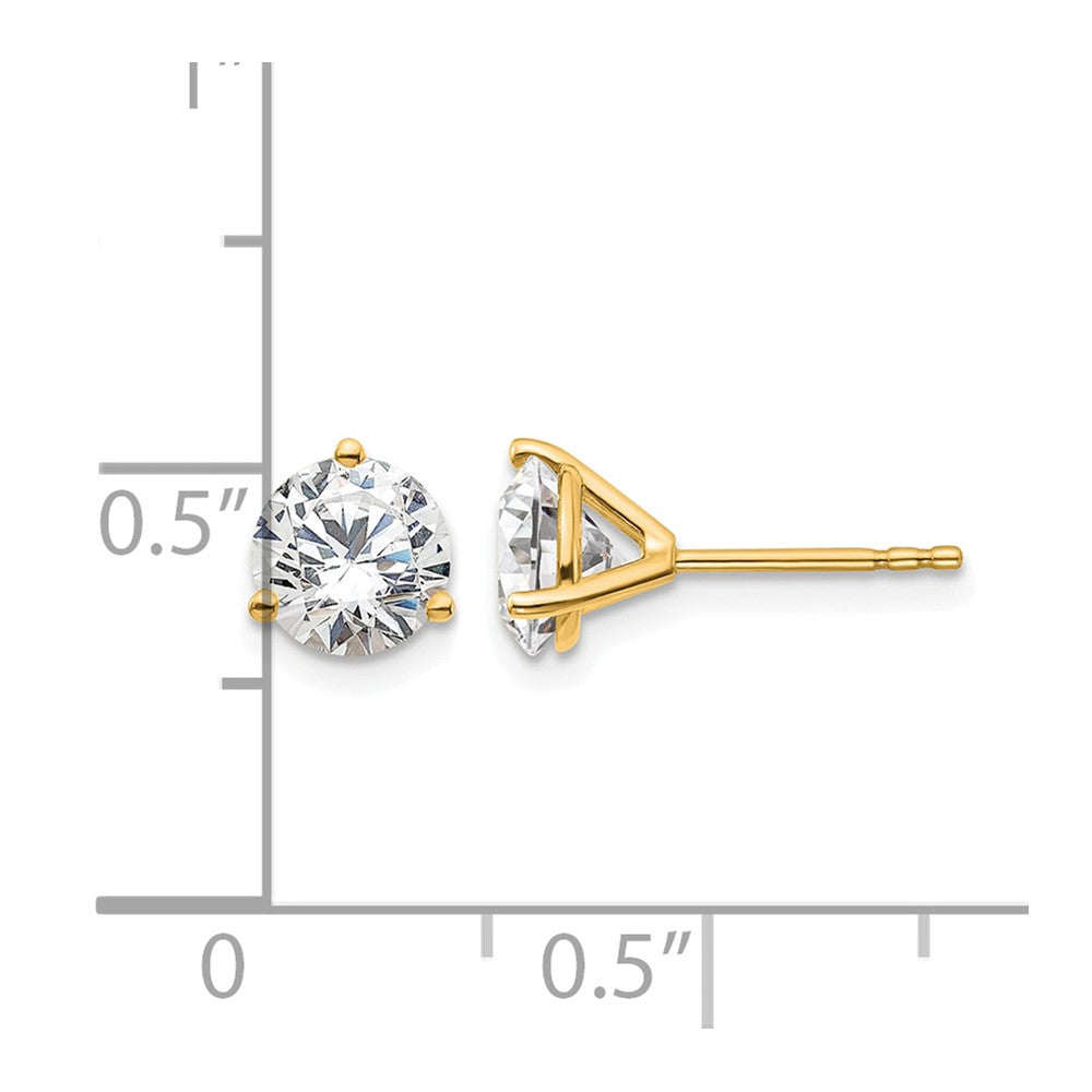 14K Yellow Gold 1 1/2 Ctw Lab Grown Diamond Vs+ F+ Round 3 Prong Heavy Wt. Stud Earrings