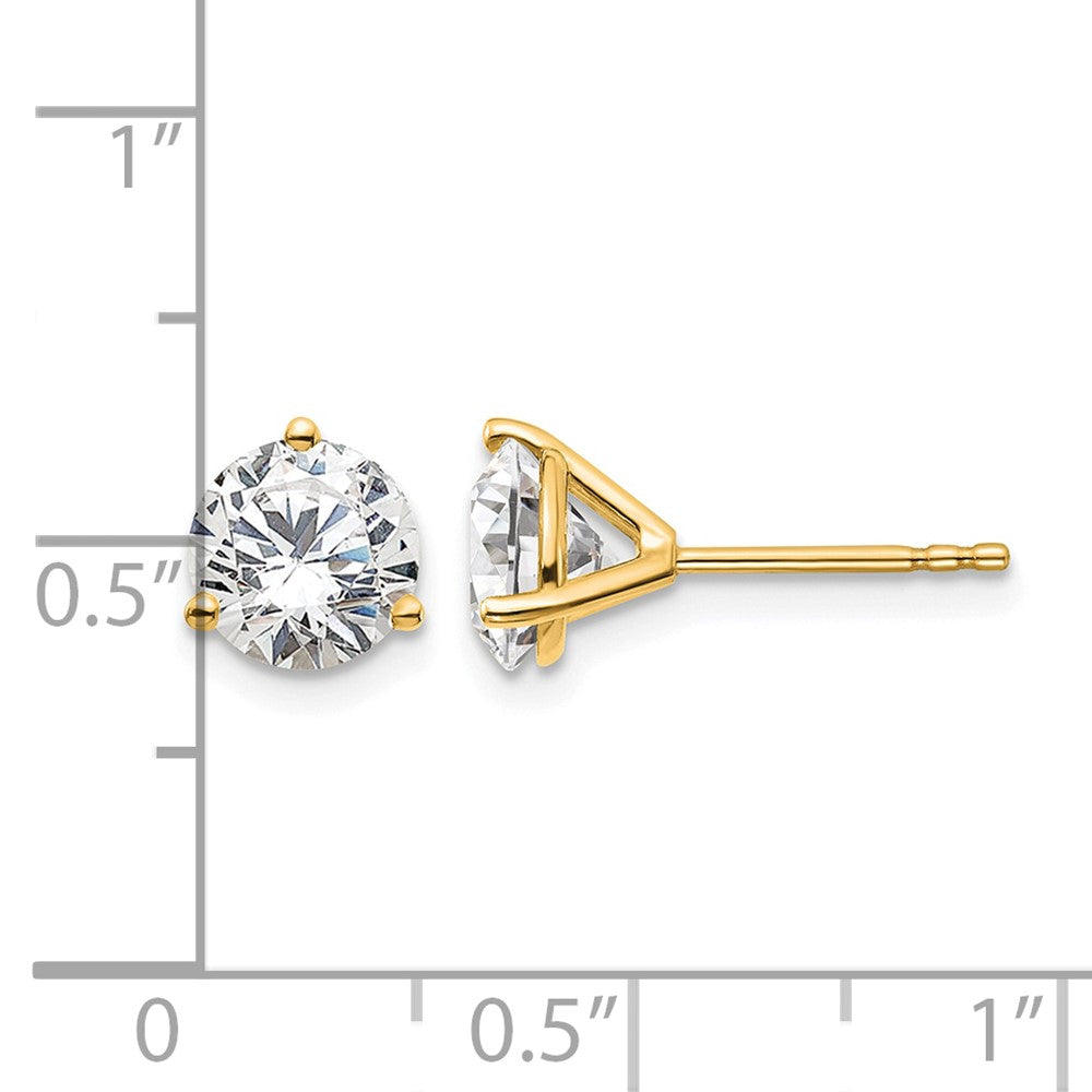 14K Yellow Gold 2 Ctw Lab Grown Diamond Vs+ F+ Round 3 Prong Heavy Wt. Stud Earrings