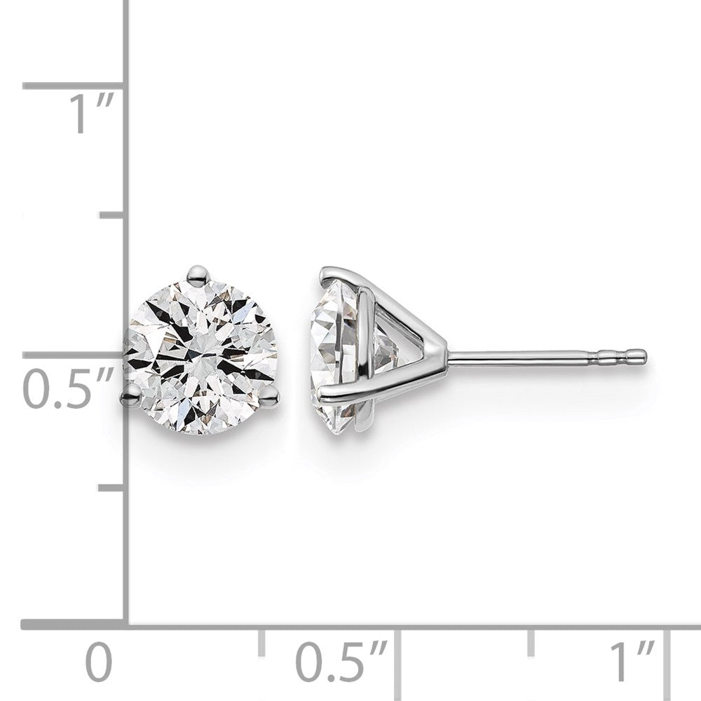 14K White Gold 3 Ctw Lab Grown Diamond Vs+ F+ Round Prong Heavy Wt. Stud Earrings