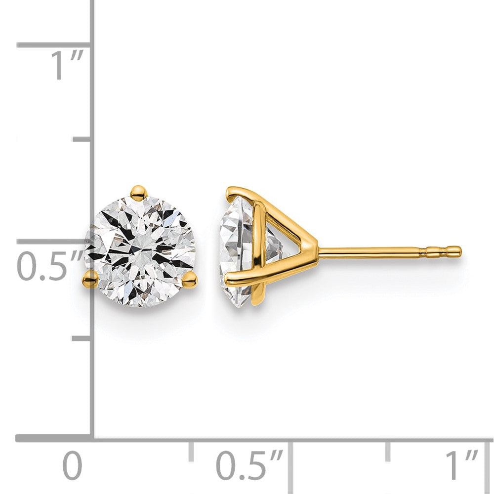 14K Yellow Gold 3 Ctw Lab Grown Diamond Vs+ F+ Round Prong Heavy Wt. Stud Earrings