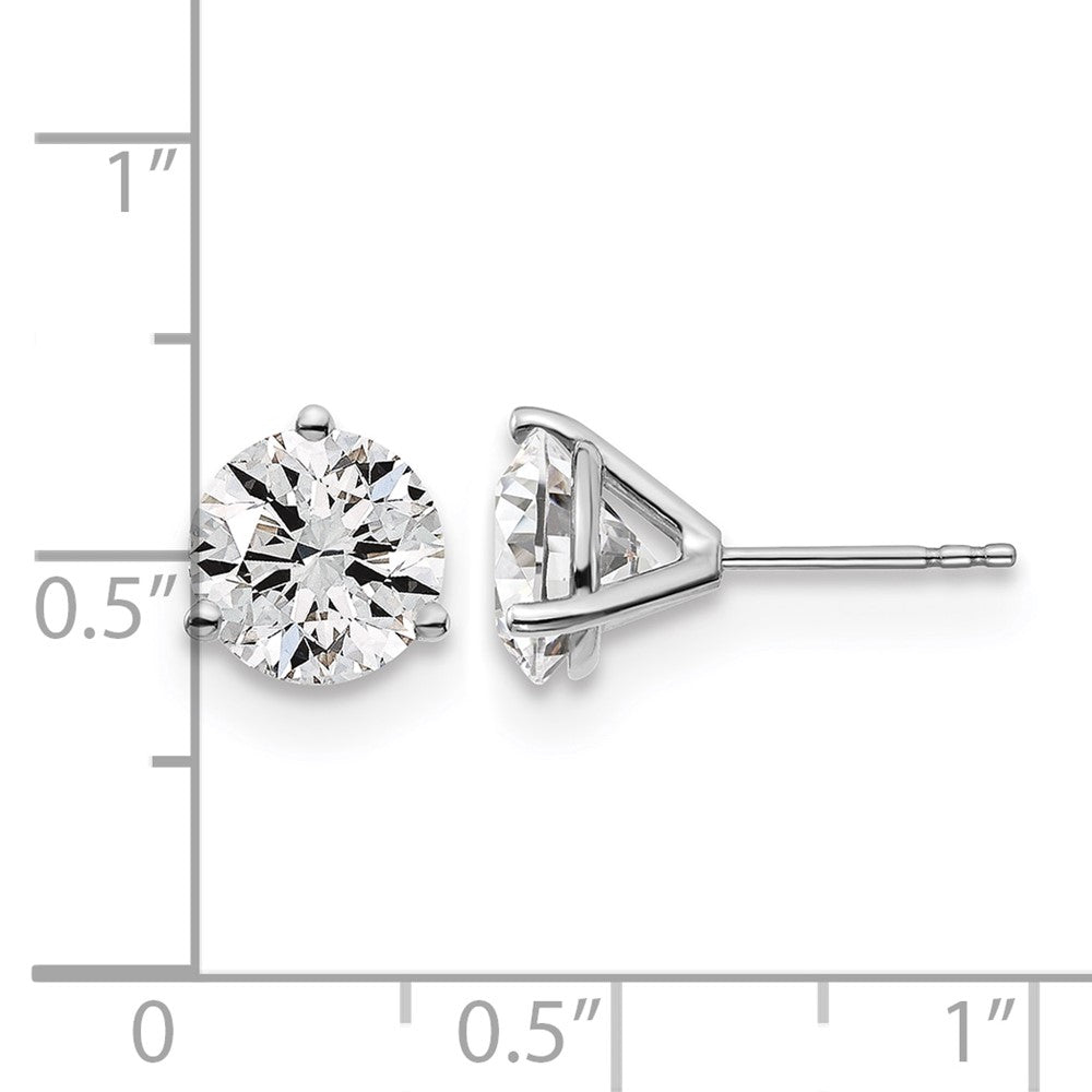 14K White Gold 4 Ctw Lab Grown Diamond Vs+ F+ Round 3 Prong Heavy Wt. Stud Earrings