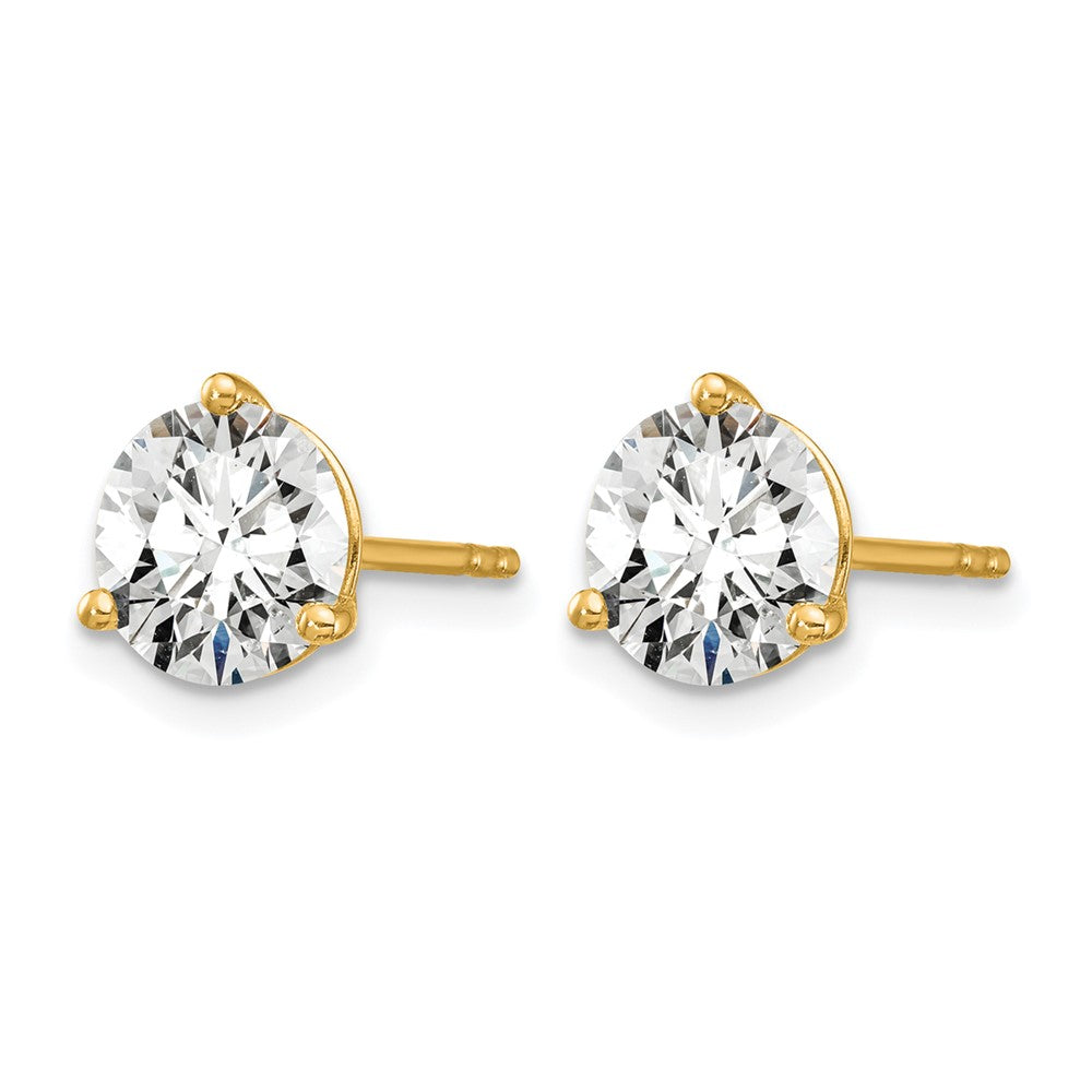 14K Yellow Gold 4 Ctw Lab Grown Diamond Vs+ F+ Round 3 Prong Heavy Wt. Stud Earrings