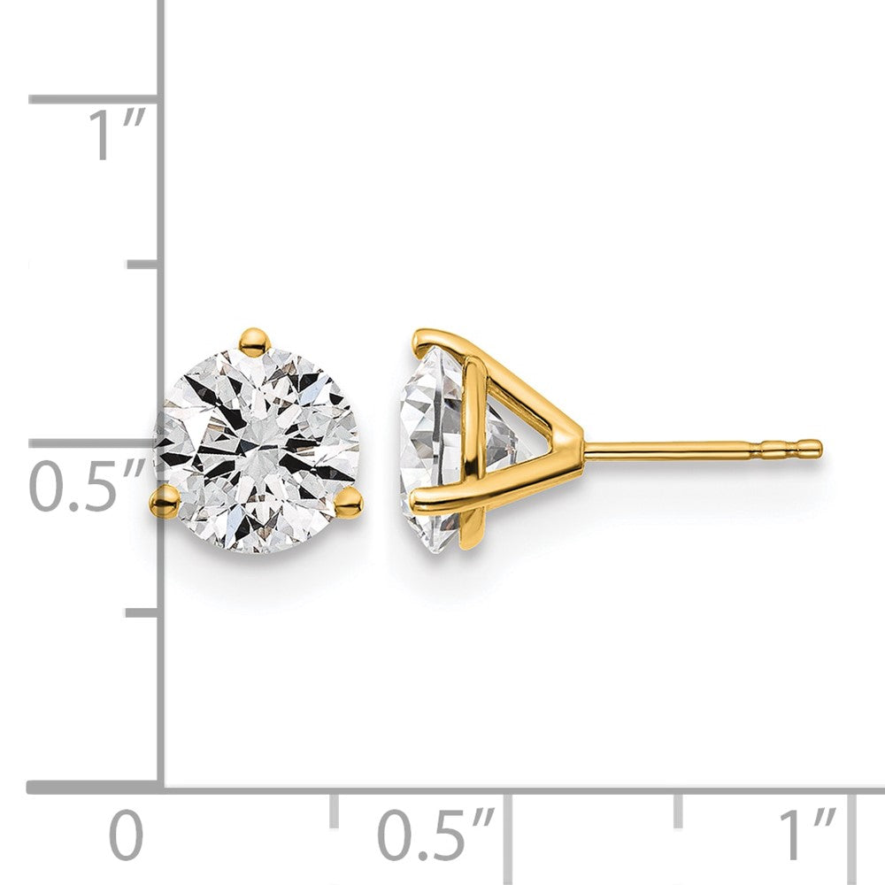 14K Yellow Gold 4 Ctw Lab Grown Diamond Vs+ F+ Round 3 Prong Heavy Wt. Stud Earrings