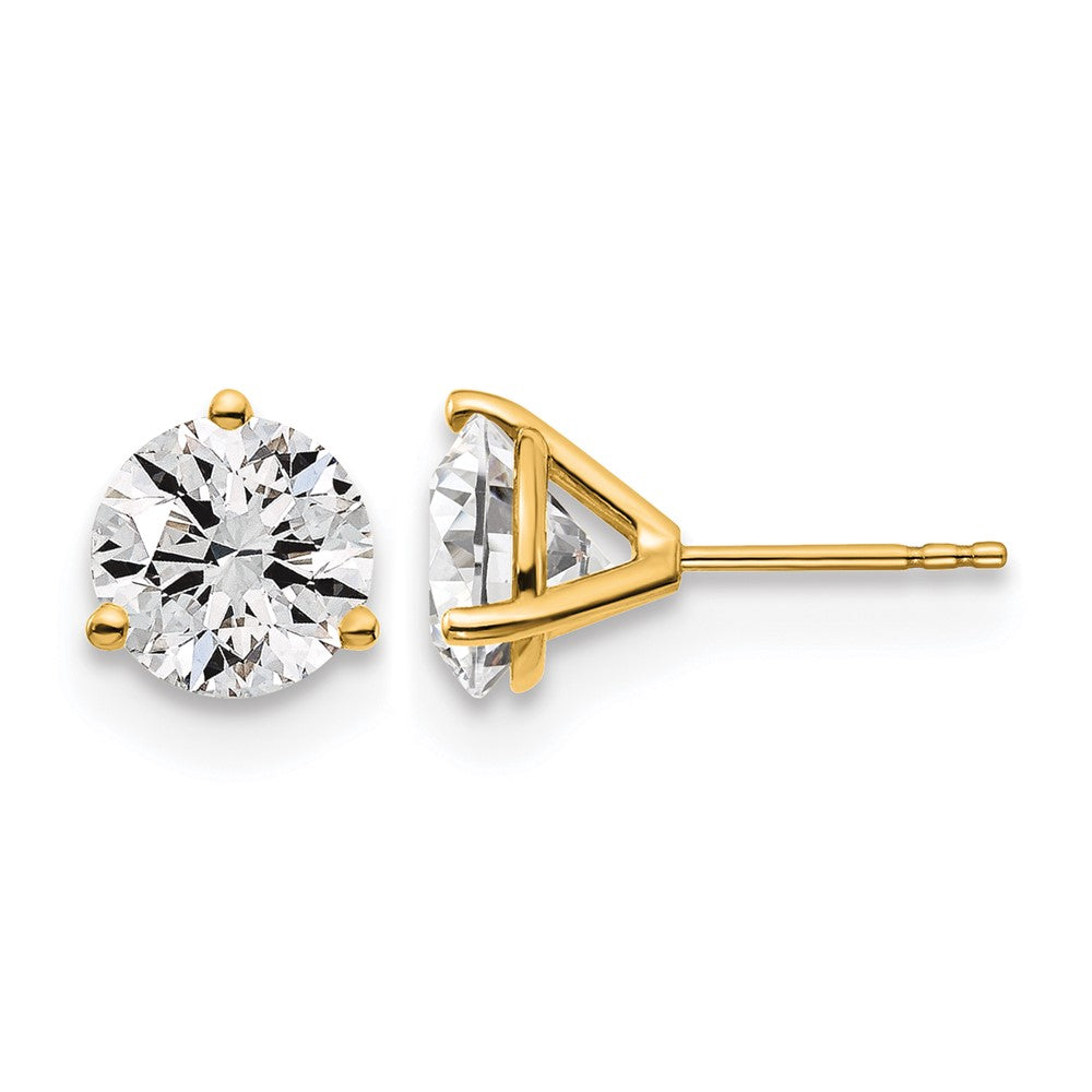 14K Yellow Gold 4 Ctw Lab Grown Diamond Vs+ F+ Round 3 Prong Heavy Wt. Stud Earrings