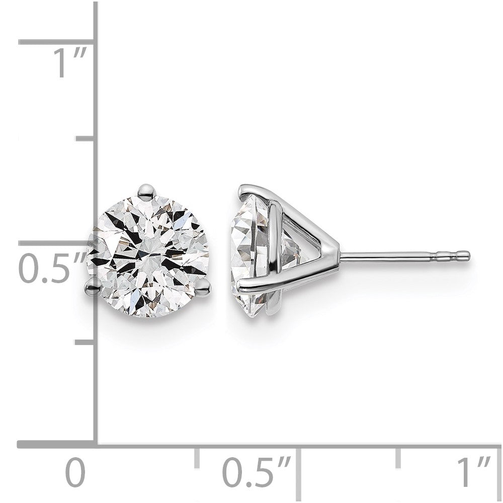 14K White Gold 5 Ctw Lab Grown Diamond Vs+ F+ Round 3 Prong Heavy Wt. Stud Earrings