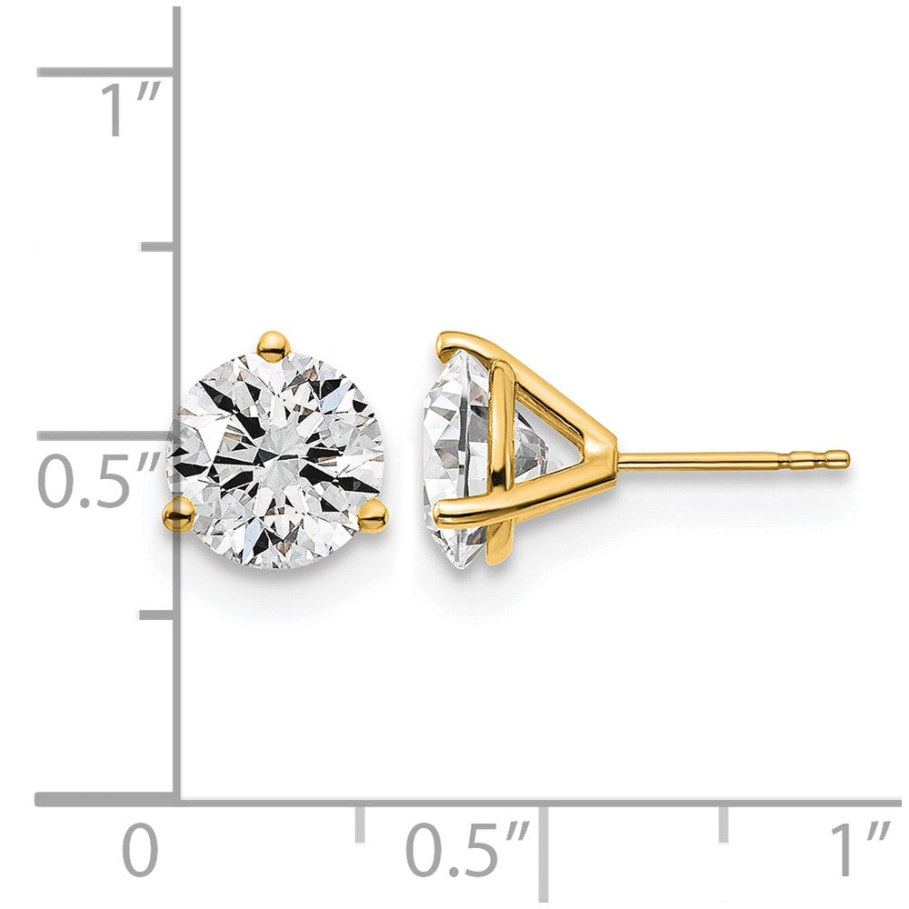 14K Yellow Gold 5 Ctw Lab Grown Diamond Vs+ F+ Round 3 Prong Heavy Wt. Stud Earrings