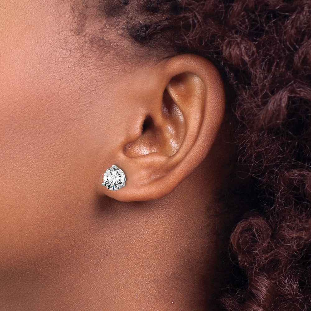 14K White Gold 6 Ctw Lab Grown Diamond Vs+ F+ Round 3 Prong Heavy Wt. Stud Earrings