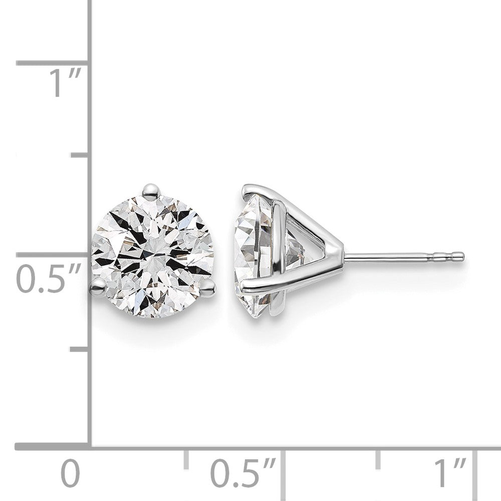 14K White Gold 6 Ctw Lab Grown Diamond Vs+ F+ Round 3 Prong Heavy Wt. Stud Earrings