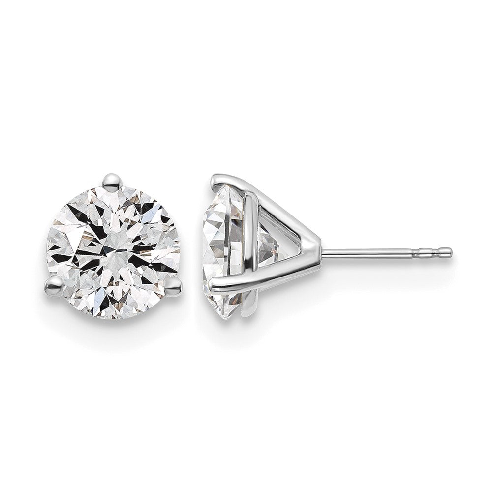 14K White Gold 6 Ctw Lab Grown Diamond Vs+ F+ Round 3 Prong Heavy Wt. Stud Earrings