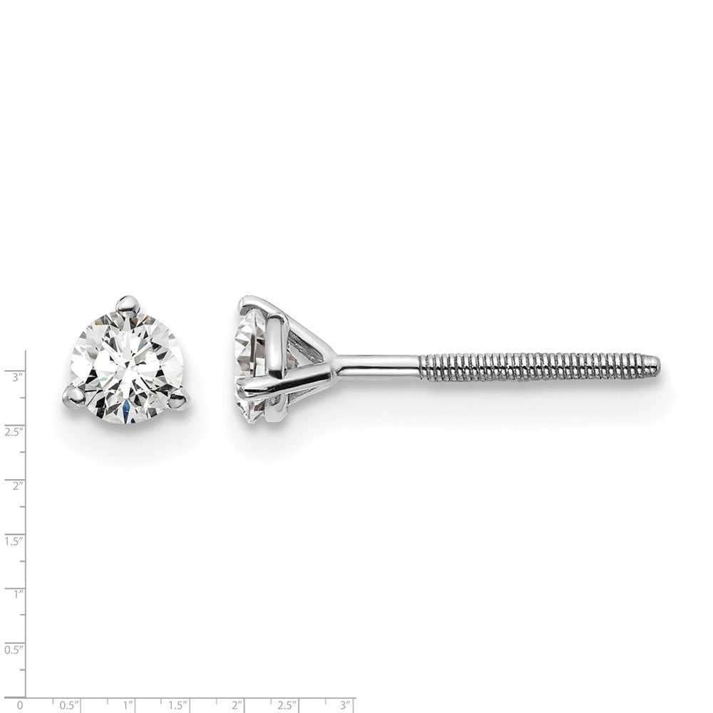 14K White Gold 1/3 Ctw Lab Grown Diamond Vs+ F+ Round 3 Prong Heavy Wt. Screwback Stud Earrings