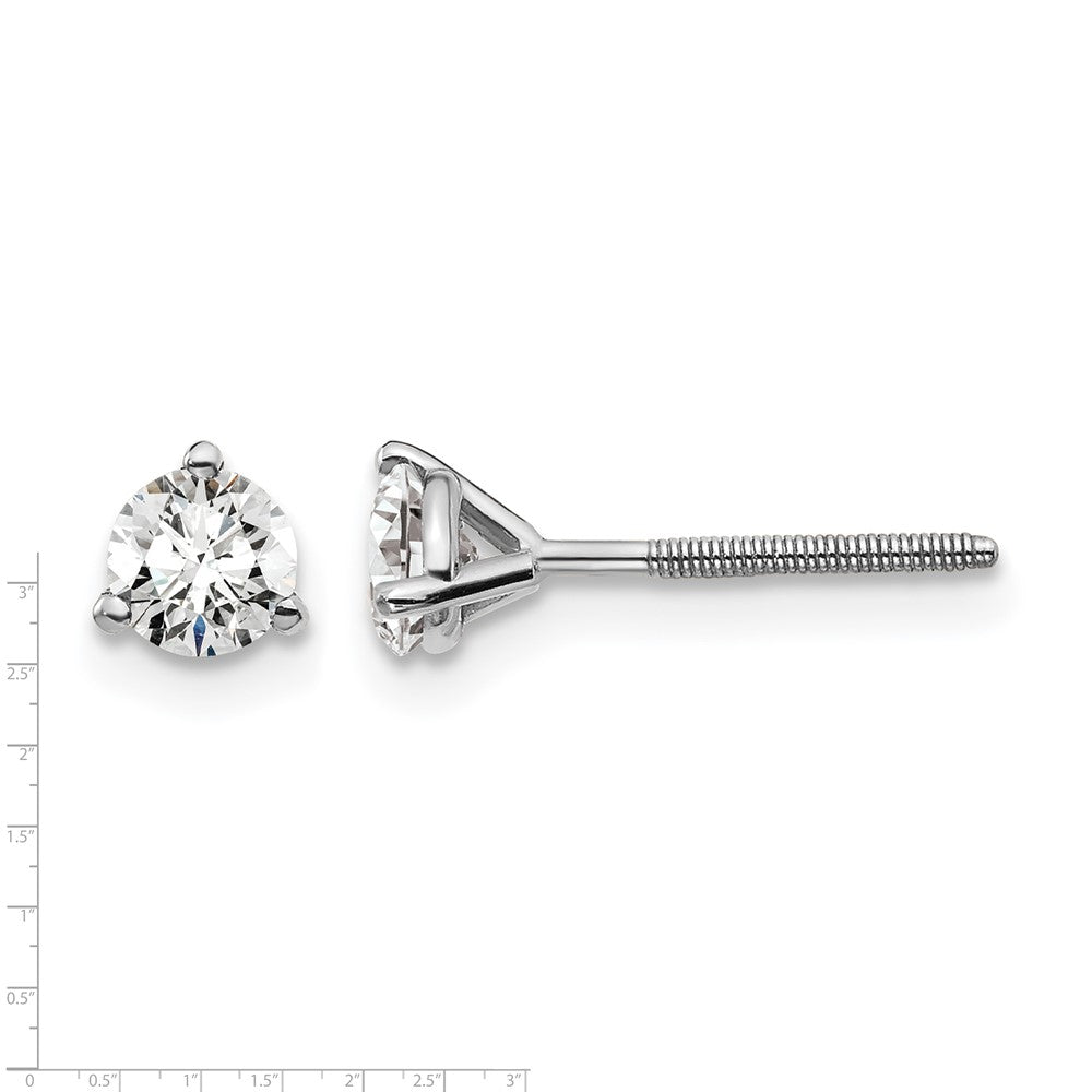 14K White Gold 1/2 Ctw Lab Grown Diamond Vs+ F+ Round 3 Prong Heavy Wt. Screwback Stud Earrings