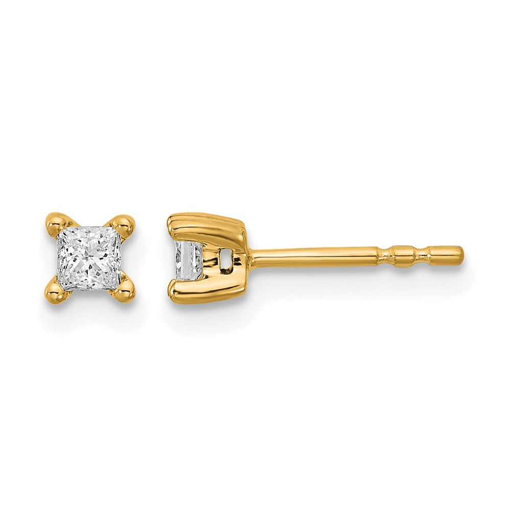 14k Yellow Gold 1/4 Ct. Lab Grown Diamond VS/SI+ G+ Princess Four Prong Stud Post Earrings