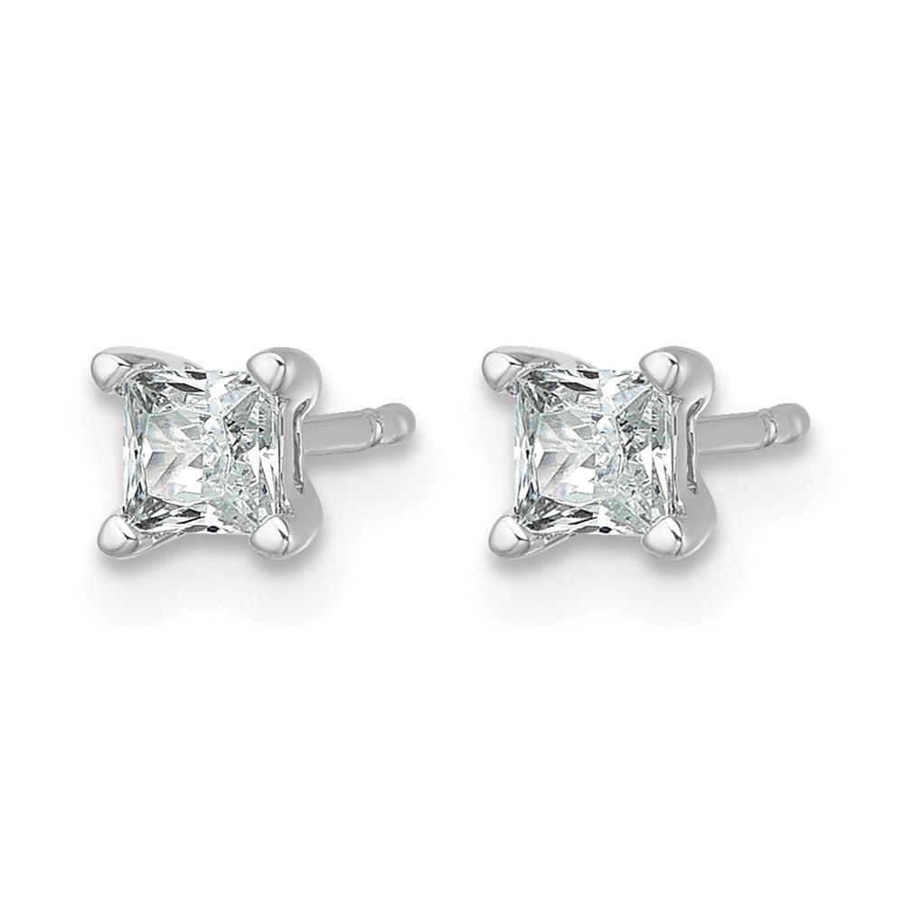 14K White Gold 1/2 Ctw Lab Grown Diamond Vs+ F+ Princess 4 Prong Heavy Wt. Stud Earrings
