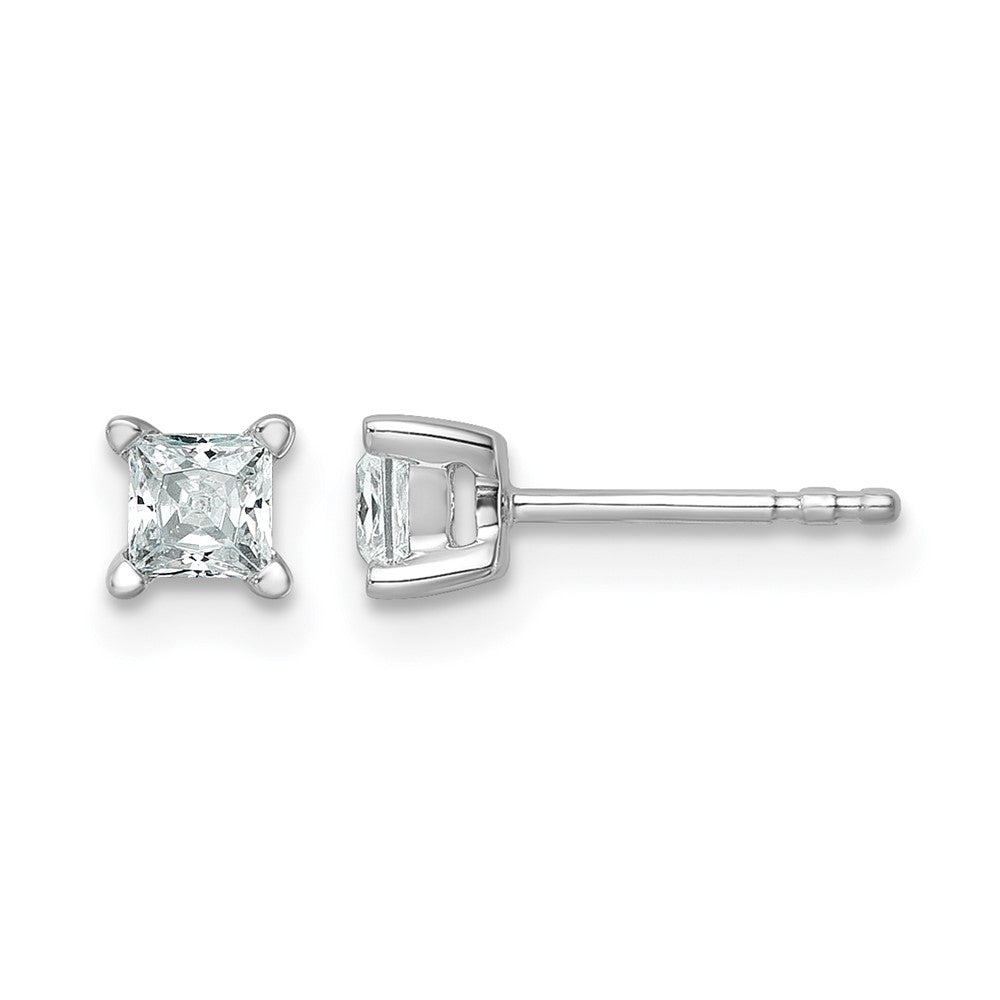 14K White Gold 1/2 Ctw Lab Grown Diamond Vs+ F+ Princess 4 Prong Heavy Wt. Stud Earrings