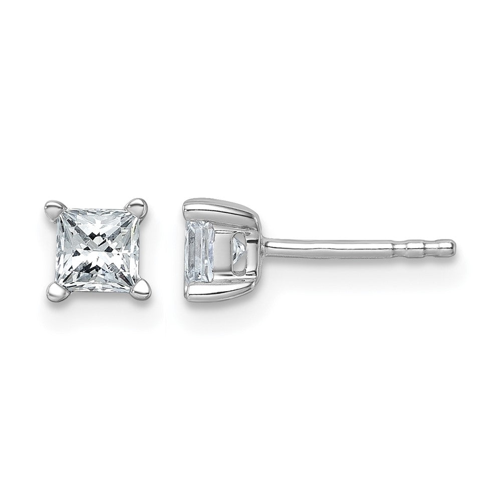14k White Gold 3/4 Ct. total weight Princess VS/SI GH Lab Grown Diamond 4 Prong Stud Post Earrings