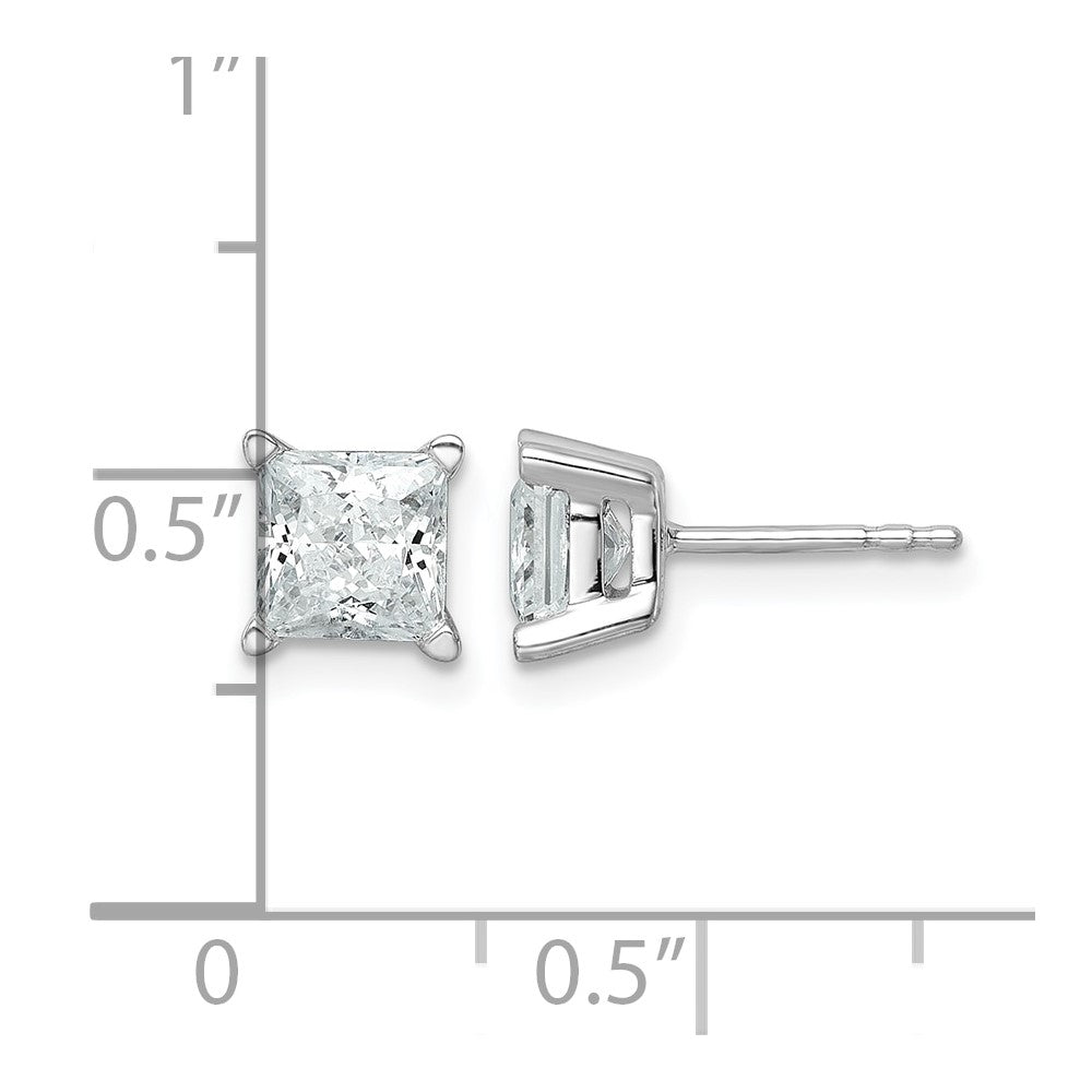 14K White Gold 2 Ctw Lab Grown Diamond Vs+ F+ Princess 4 Prong Heavy Wt. Stud Earrings