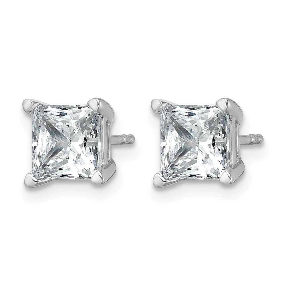 14K White Gold 3 Ctw Certified Lab Grown Diamond Vs+ F+ Princess 4 Prong Heavy Wt. Stud Earrings
