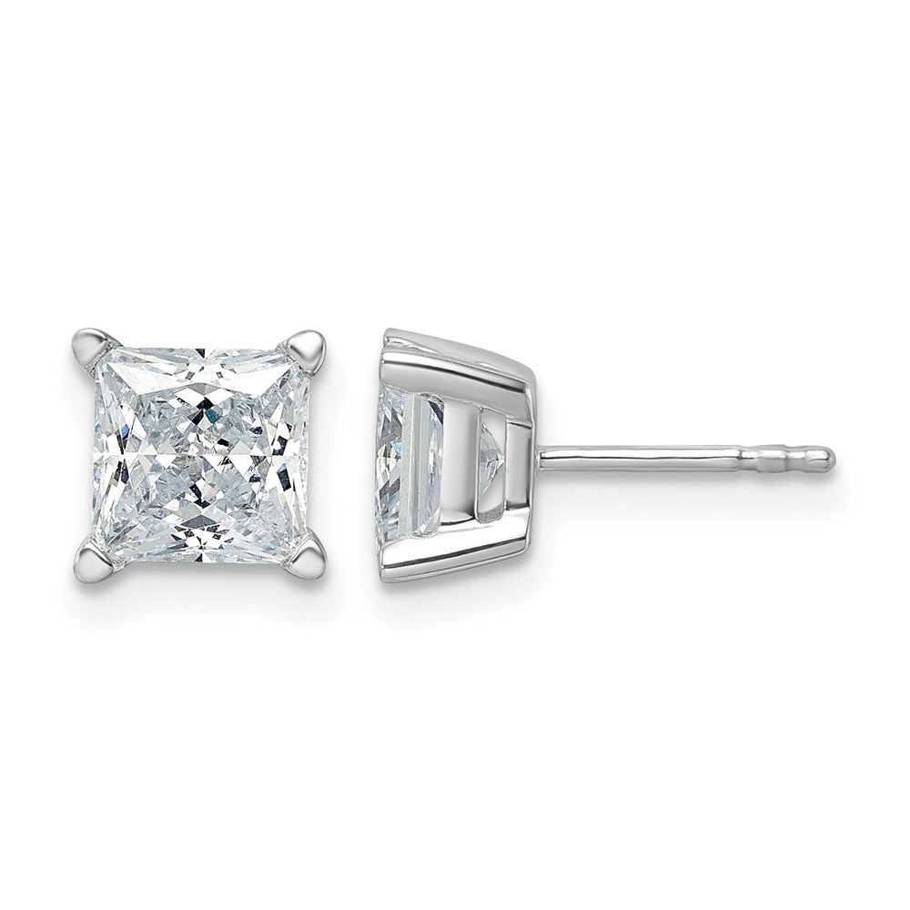 14K White Gold 3 Ctw Certified Lab Grown Diamond Vs+ F+ Princess 4 Prong Heavy Wt. Stud Earrings