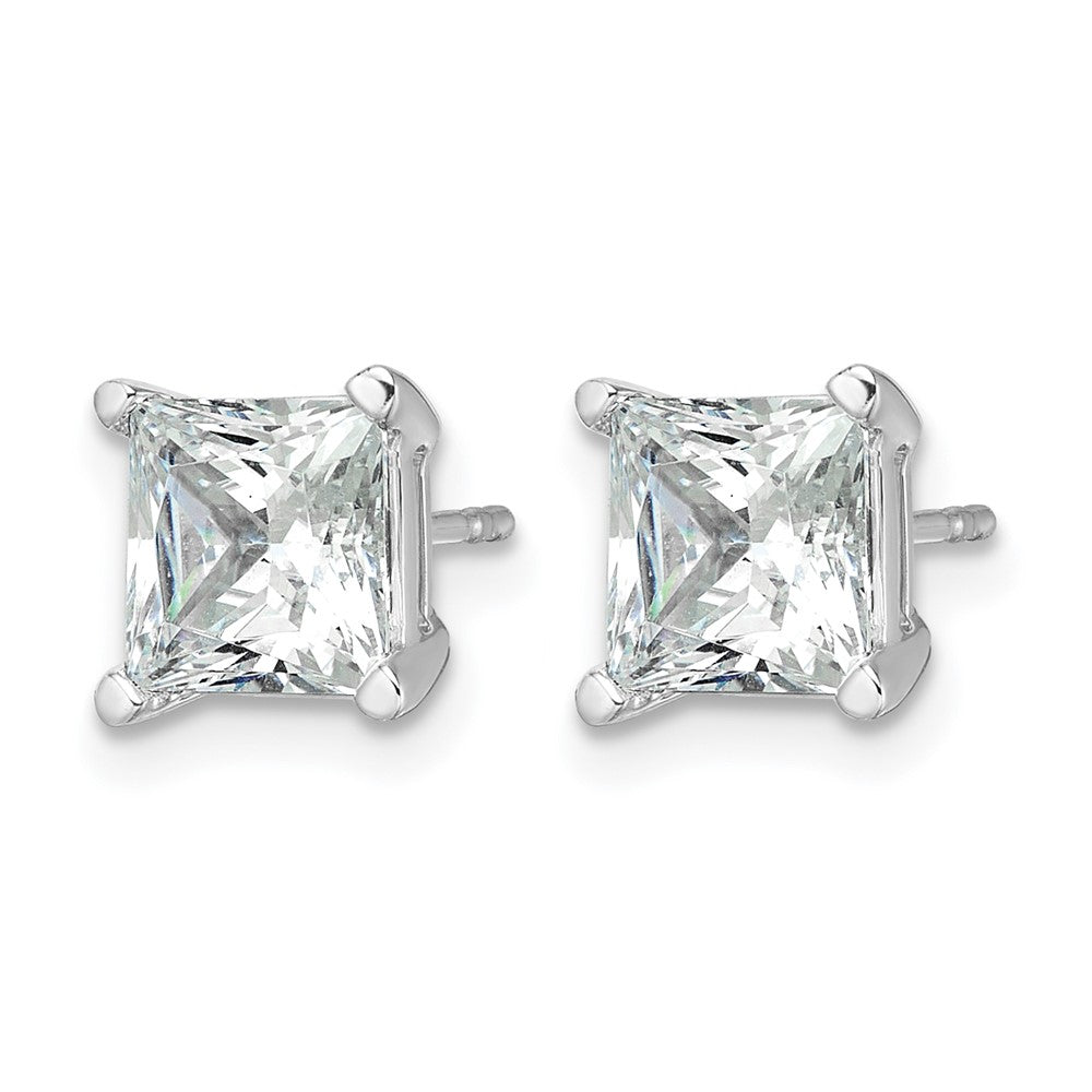 14k White Gold 4 Ct. Lab Grown Diamond VS/SI+ G+ Princess Four Prong Stud Post Earrings