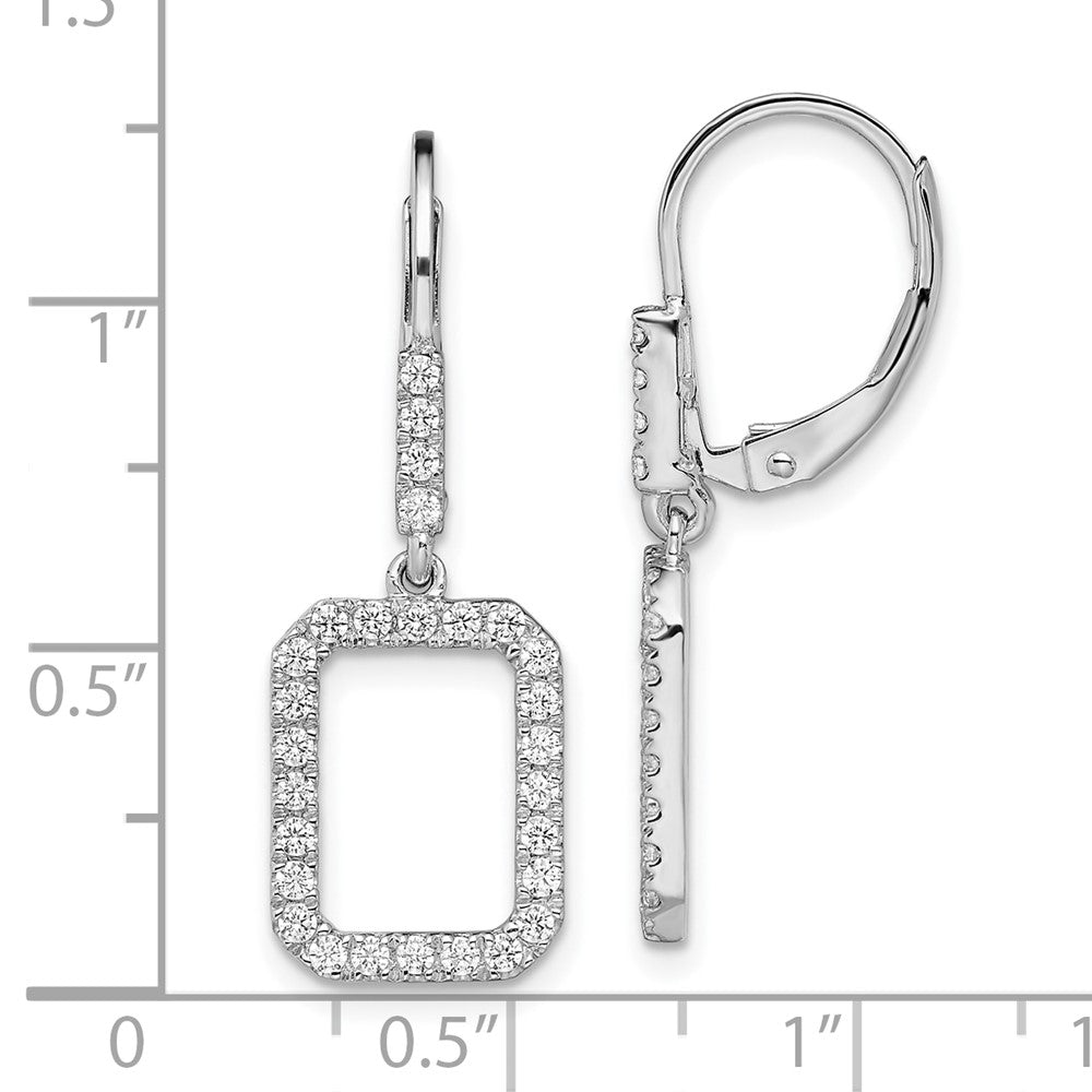 14K White Gold Lab Grown Diamond VS/SI+ G+ Rectangle Leverback Earrings