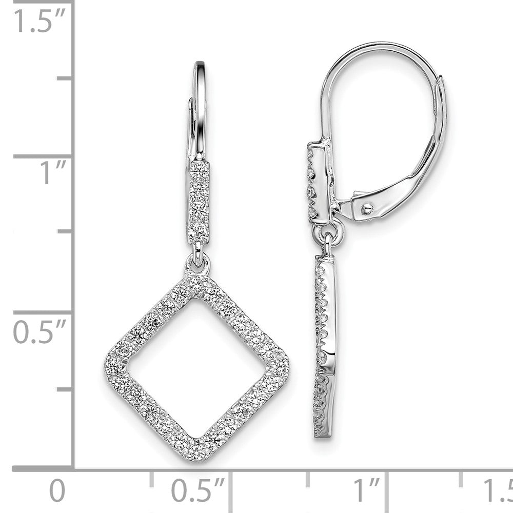 14k White Gold 1/2 Ct. Lab Grown Diamond VS/SI+ G+ Complete Dangle Square Leverback Earrings