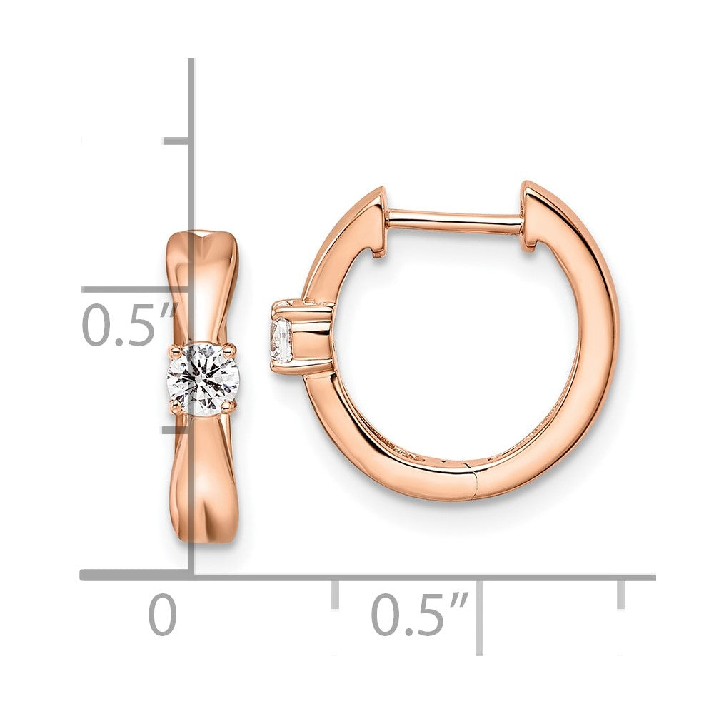 14k Rose Gold 1/5 Ct. Lab Grown Diamond VS/SI+ G+ Fashion Hinged Hoop Earrings