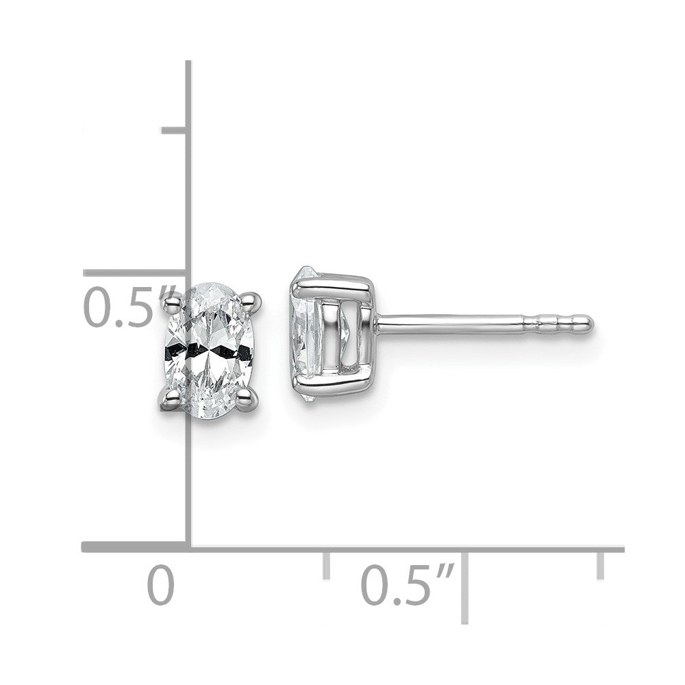 14K White Gold 3/4 Ctw Lab Grown Diamond Vs+ F+ Oval 4 Prong Heavy Wt. Stud Earrings