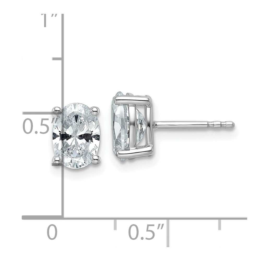 14K White Gold 2 Ctw Lab Grown Diamond Vs+ F+ Oval 4 Prong Heavy Wt. Stud Earrings