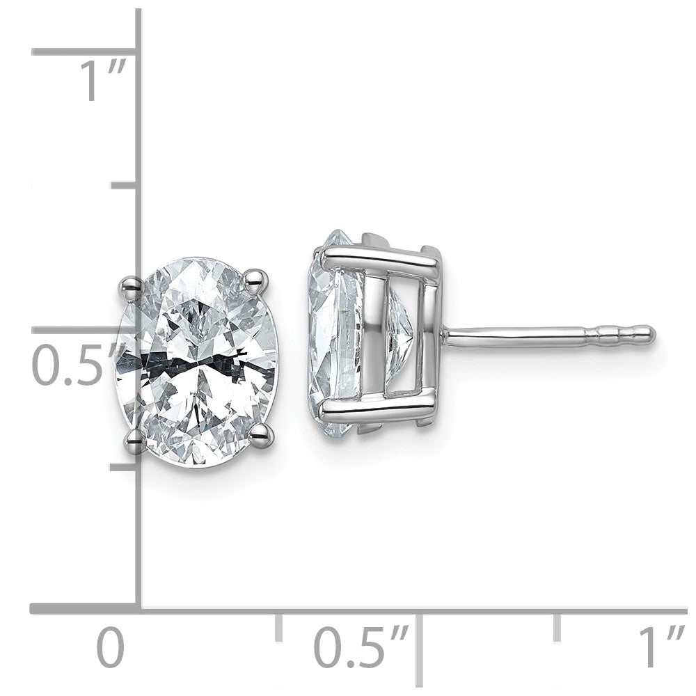 14K White Gold 3 Ctw Lab Grown Diamond Vs+ F+ Oval 4 Prong Heavy Wt. Stud Earrings
