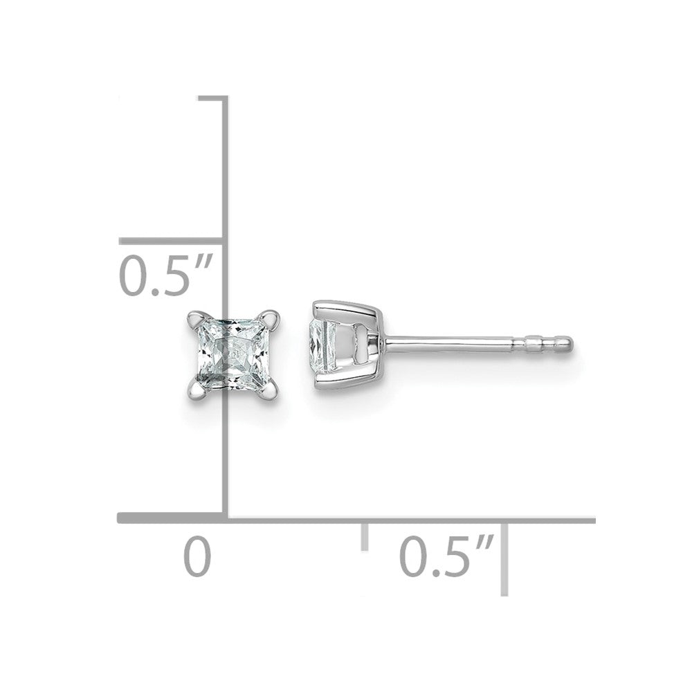 14K White Gold 1/2 Ctw Lab Grown Diamond Vs+ F+ Princess 4 Prong Heavy Wt. Stud Earrings