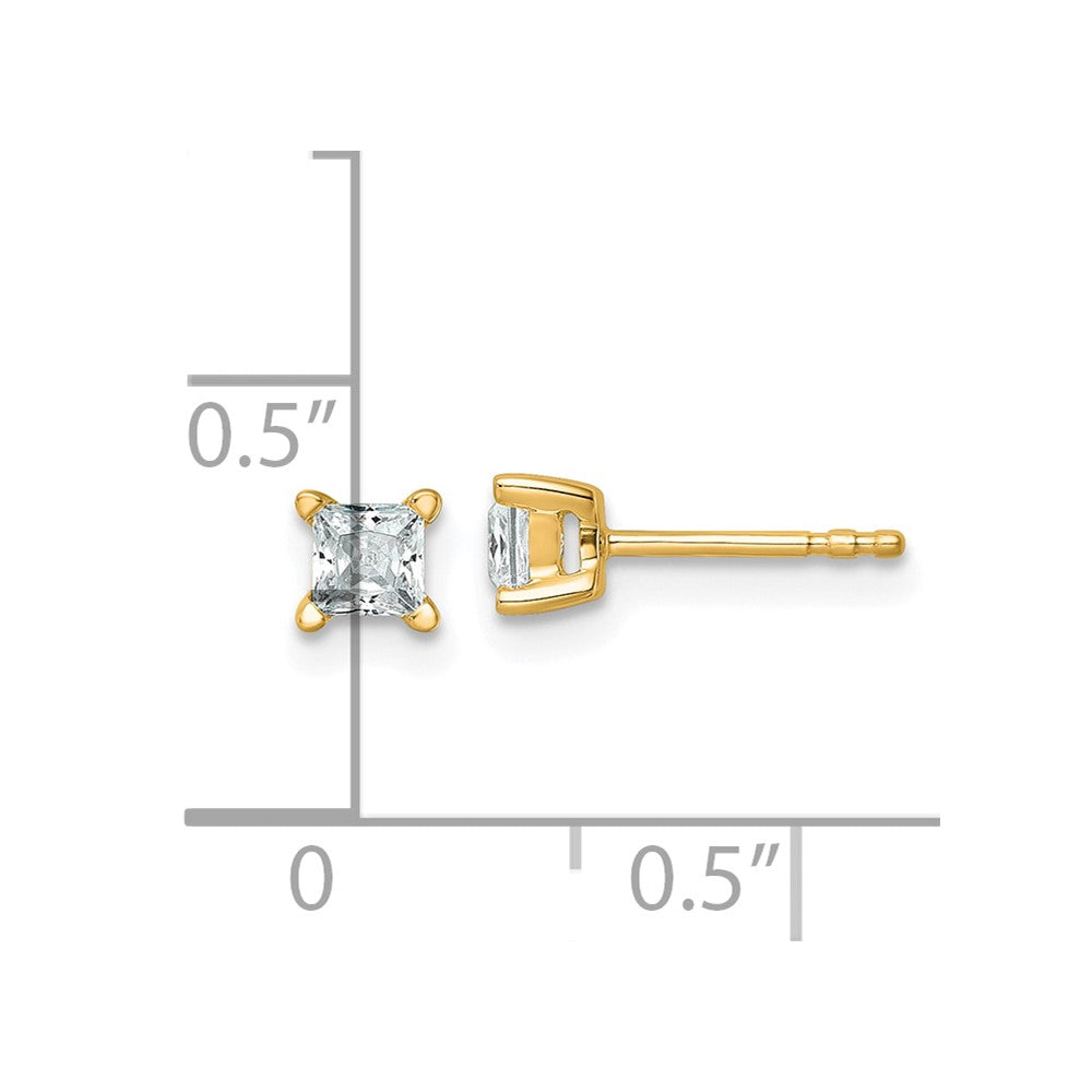 14K Yellow Gold 1/2 Ctw Lab Grown Diamond Vs+ F+ Princess 4 Prong Heavy Wt. Stud Earrings